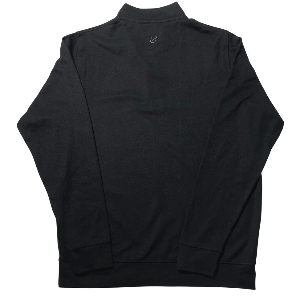 NWT Collars & Co Cloud Cotton Quarter Zip Pullover Sweater Mens Large Black Grey